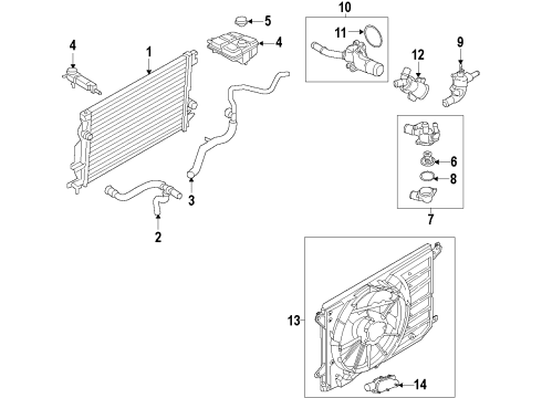 2020 Ford Fusion Cooling System, Radiator, Water Pump, Cooling Fan Diagram 5