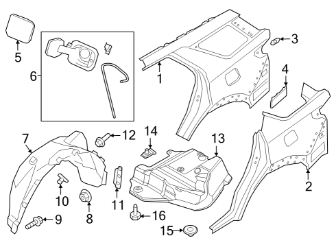 2023 Lincoln Aviator Quarter Panel & Components Diagram