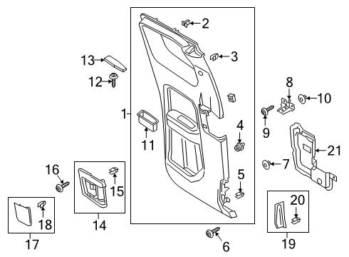 2022 Ford Ranger Interior Trim - Rear Door Diagram 2