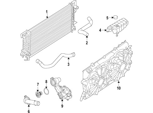 2020 Ford Edge Cooling System, Radiator, Water Pump, Cooling Fan Diagram 4