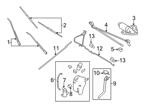 2021 Ford E-350/E-350 Super Duty Wiper & Washer Components Diagram