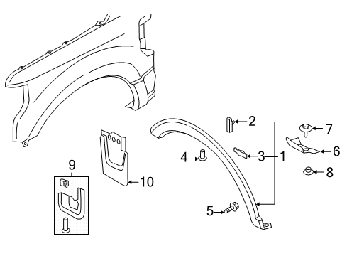 2020 Ford F-250 Super Duty Exterior Trim - Fender Diagram 1