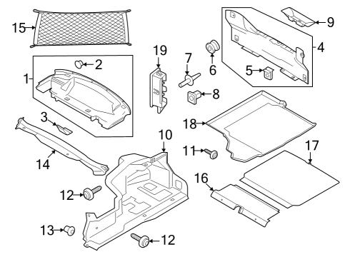 2024 Ford Mustang CARPET - REAR PACKAGE TRAY PAN Diagram for PR3Z-7645443-AA