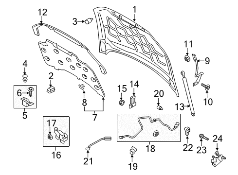 2020 Lincoln MKZ Hood & Components Diagram