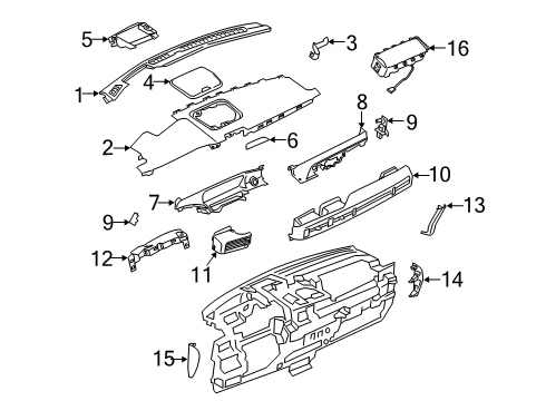 2020 Lincoln Corsair EXTENSION - DASH PANEL Diagram for LJ7Z-78045G66-AA