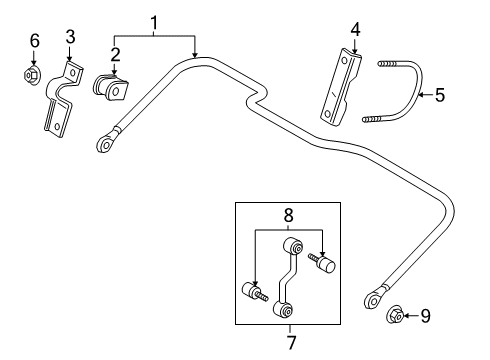 2021 Ford F-250 Super Duty Stabilizer Bar & Components - Rear Diagram