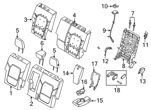 2021 Ford Bronco PANEL ASY - SEAT BACK Diagram for M2DZ-78668B10-AA