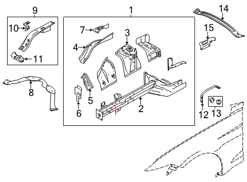 2022 Ford Mustang Structural Components & Rails Diagram