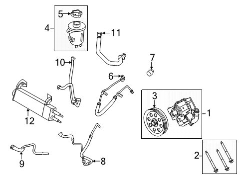 2022 Ford F-350 Super Duty P/S Pump & Hoses, Steering Gear & Linkage Diagram 6