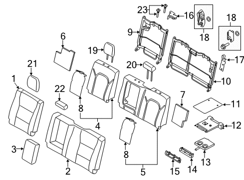 2022 Ford F-250 Super Duty Head Rest Assembly Diagram for KU5Z-78611A08-B