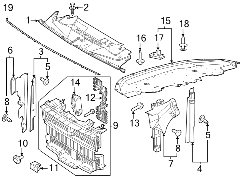 2024 Ford Mustang Splash Shields Diagram 1