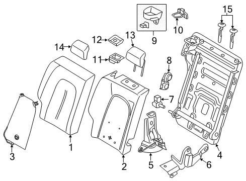 2020 Lincoln MKZ Rear Seat Components Diagram 1