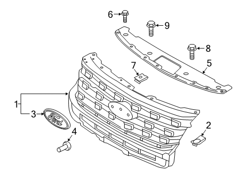 2019 Ford Police Interceptor Utility Grille & Components Diagram