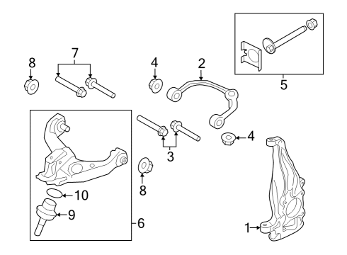 2021 Lincoln Navigator Suspension Components, Lower Control Arm, Upper Control Arm, Ride Control, Stabilizer Bar Diagram 1