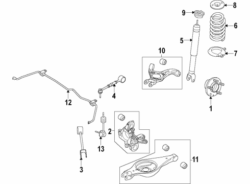 2019 Ford Police Interceptor Utility Rear Suspension Components, Lower Control Arm, Upper Control Arm, Stabilizer Bar Diagram 5