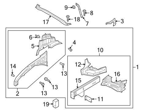 2021 Ford Police Interceptor Utility Structural Components & Rails Diagram