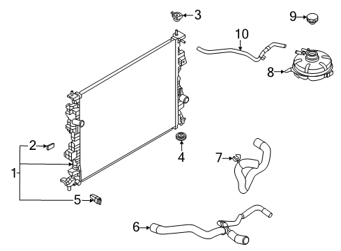 2022 Ford Escape Radiator & Components Diagram 1