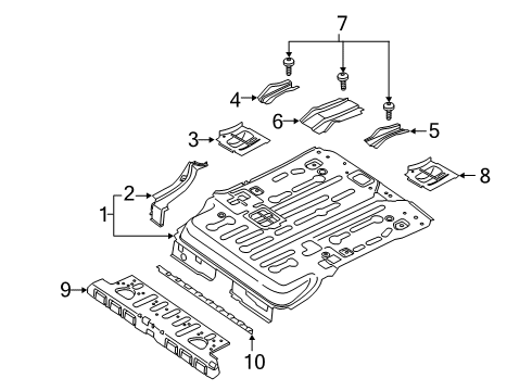 2022 Ford Transit Connect Rear Floor & Rails Diagram 1