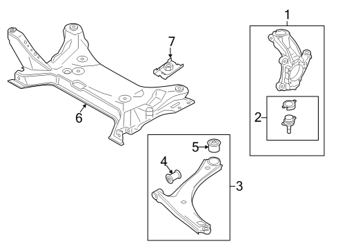 2022 Ford E-Transit Front Suspension, Lower Control Arm, Stabilizer Bar, Suspension Components Diagram 2