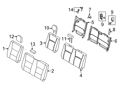 2022 Ford F-250 Super Duty Rear Seat Components Diagram 3