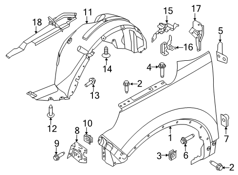 2019 Ford Police Interceptor Utility Fender & Components Diagram