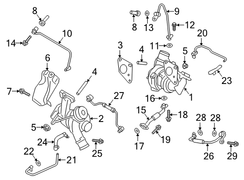 1985 Mercury Lynx TURBOCHARGER ASY Diagram for F1FZ-6K682-D