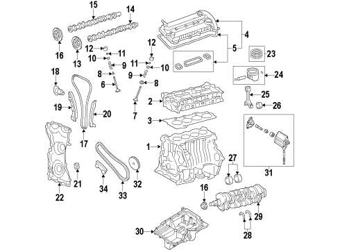 2020 Ford Fusion Engine Parts, Mounts, Cylinder Head & Valves, Camshaft & Timing, Variable Valve Timing, Oil Pan, Oil Pump, Balance Shafts, Crankshaft & Bearings, Pistons, Rings & Bearings Diagram 5