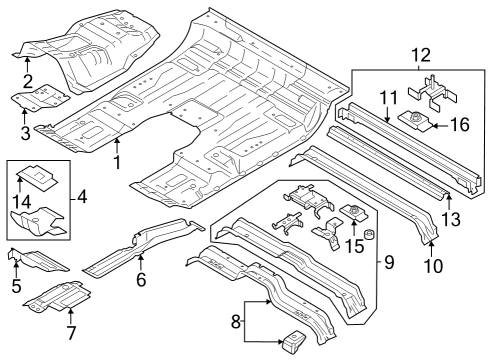 2023 Ford F-350 Super Duty PAN ASY - FLOOR - FRONT Diagram for FL3Z-1611135-C