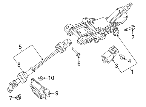 2019 Ford Police Interceptor Utility Steering Column & Wheel, Steering Gear & Linkage Diagram 2