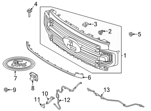 2022 Ford F-250 Super Duty Grille & Components Diagram 4