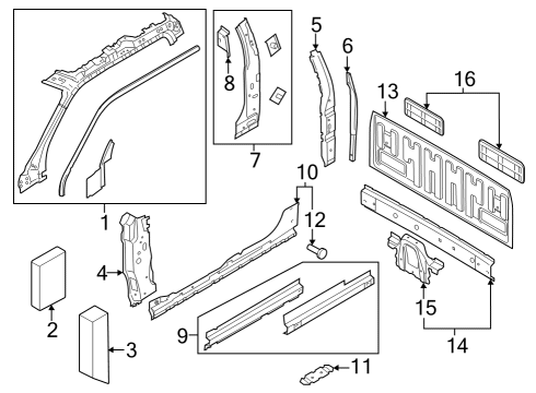 2024 Ford F-350 Super Duty Back Panel, Hinge Pillar Diagram 3