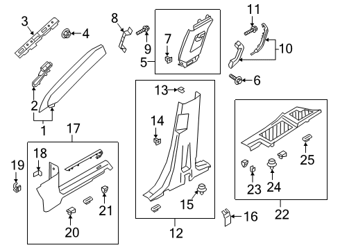 2023 Ford Explorer Interior Trim - Pillars Diagram