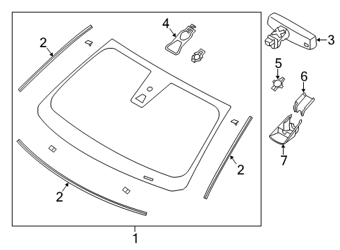 2019 Ford Police Interceptor Sedan Windshield & Components Diagram