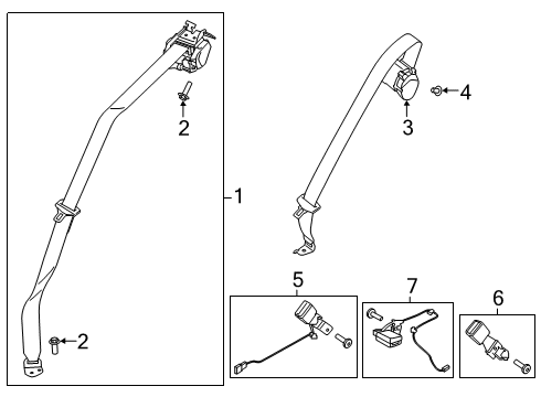 2022 Lincoln Corsair BUCKLE ASY - SEAT BELT Diagram for LJ7Z-7861203-AE