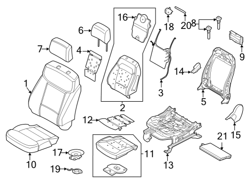 2023 Ford F-150 Lightning Passenger Seat Components Diagram 1