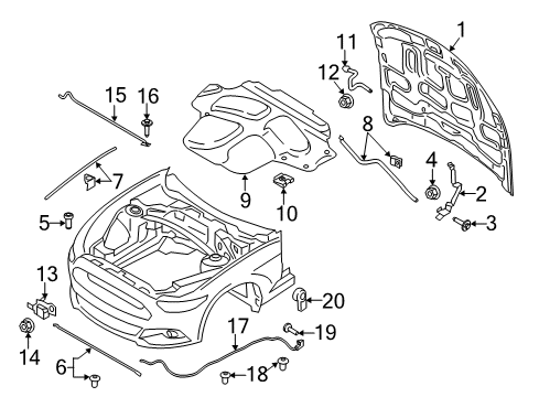 2020 Ford Mustang Hood & Components Diagram 3