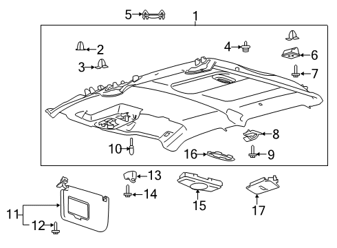 2022 Ford F-250 Super Duty HEADLINING - ROOF Diagram for LC3Z-2651944-CD