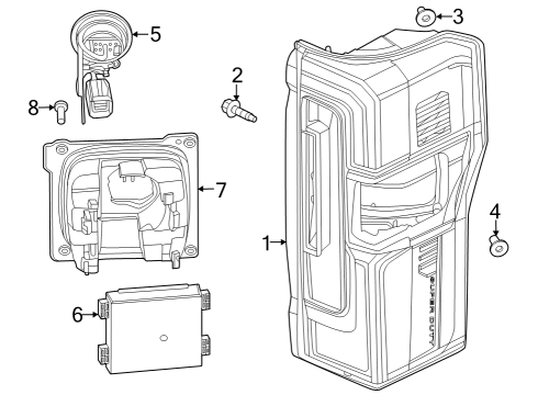 2023 Ford F-250 Super Duty Tail Lamps Diagram 1