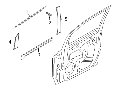 2021 Ford EcoSport Exterior Trim - Front Door Diagram