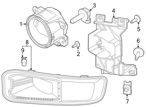 2023 Ford F-250 Super Duty Fog Lamps Diagram 1