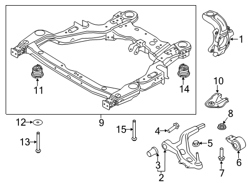 2019 Ford Police Interceptor Sedan Front Suspension Components, Lower Control Arm, Stabilizer Bar Diagram 1