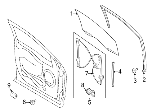 2022 Ford F-150 Lightning Glass - Front Door Diagram