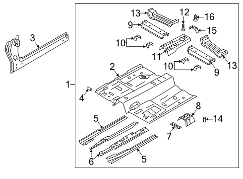 2023 Ford Escape Floor & Rails Diagram 1