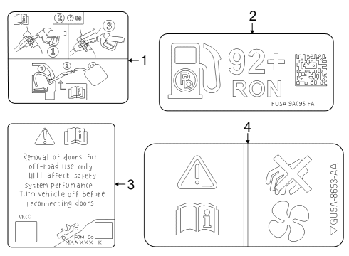 2021 Ford Bronco Information Labels Diagram