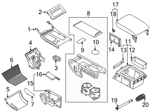 2021 Lincoln Aviator PANEL ASY - CONSOLE Diagram for LC5Z-78045A76-EB