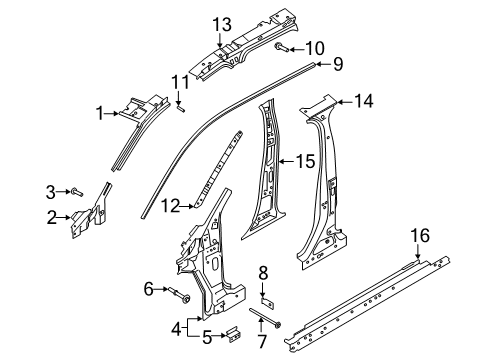 2021 Lincoln Corsair B PILLAR ASY Diagram for LJ7Z-7824301-A