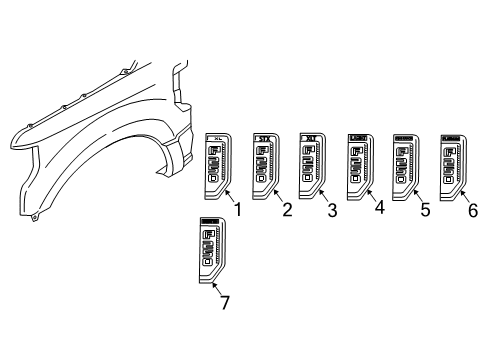 2022 Ford F-250 Super Duty Exterior Trim - Fender Diagram 2