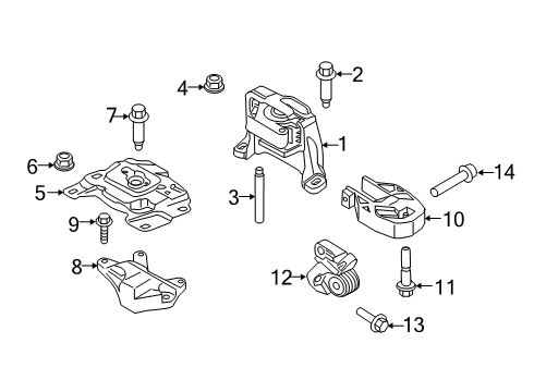 2020 Ford Transit Connect Engine & Trans Mounting Diagram 2