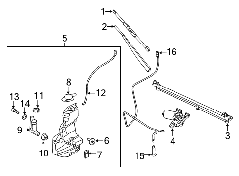 2020 Ford F-150 Wiper & Washer Components Diagram 1