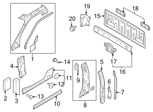 2024 Ford F-350 Super Duty Back Panel, Hinge Pillar Diagram 2